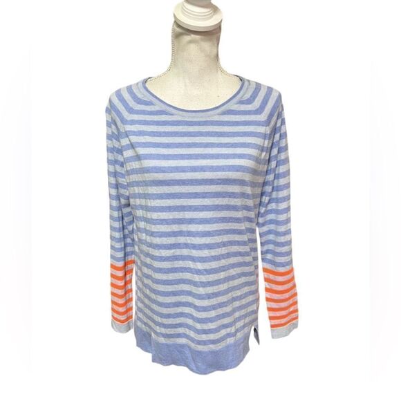 Wispr Sweater Womens Small Silk Blend Blue Orange Striped Sleeve - Picture 1 of 5